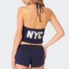 2025 Nuevo Verano Y2K Estilo Europeo y Americano para Mujer Ombliguera Estampado Digital de Letras Ajustado Halter
