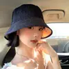Sombrero de Pescador Floral de Mezclilla Vintage de Doble Cara para Mujer, Sombrero Casual de Verano con Protección Solar, Sombrero Cubeta Sombrilla para Circunferencia de Cabeza Grande