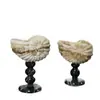 Ornamento de mármore estilo medieval com base alta para salas de estar de hotel e villa, copo de aromaterapia, castiçal de concha, decoração em pedra natural