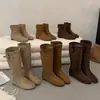 Botines para mujer Birkenstock, nueva colección otoño/invierno 2026, con tacón oculto, punta redonda, suela plana, efecto adelgazante y diseño de bota vaquera estilo Western