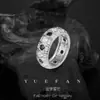 Anillo de Plata de Ley S925 Estilo Hip-Hop Vintage con Incrustaciones de Moissanita y Acentos Negros, Anillo de Lujo y Gama Alta para Hombre en Estilo Europeo y Americano