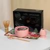 Juego de Té Matcha Flor de Cerezo Juego de 7 Piezas Cerámica Japonesa Tazón de Matcha Batidor de Bambú Soporte para Batidor de Té Palillo para Té Soporte para Batidor de Té Transfronterizo