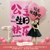 Feliz Primer Cumpleaños Fiesta de Princesas Decoración Escena para Niña Pequeña Diseño Atmósfera de Globos Digitales Sentido Ritual