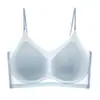 Comércio Exterior Transfronteiriço Mais Vendido Roupa Íntima Sem Costura de Seda Gelada para Mulheres, Levanta Seios para Seios Pequenos, Sem Aro, Com Efeito de Recolhimento Lateral, Estilo Fino de Verão, Tamanho Grande, Costas Bonitas
