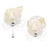 Set de 6 Piezas de Suministro Transfronterizo Europeo y Americano Novio y Novia Boda Hoja de Oro con Cuentas Muñequera y Ramillete Fabricante Venta al por Mayor Stock Disponible