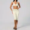 Conjunto de Yoga de Verano Nuevo para Mujer con Cuello Halter, Doble Hombro, Falso Dos Piezas, Cintura Plegable, Conjunto Deportivo de Lunares 4549