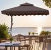 Sombrilla de Patio Cantilever de 4 Costillas de 2.2M/2.5M con Volante, Manivela y Base Cruzada, Parasol para Patio Trasero, Piscina, Jardín