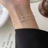 Pulsera de Amor de Doble Capa de Plata de Ley 925 Temperamento Japonés y Coreano Pulsera de Plata Versátil Misma para Novia Nuevo Primavera y Verano 6694