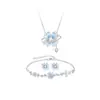Difeng 999 Plata Pura Estrella Deseo Trébol de Cuatro Hojas Collar para Mujer Lujo Accesible Ins Pulsera Esmaltada Luminosa Pendientes Exquisitos de Gama Alta