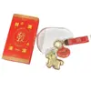 Oro Puro 999 Bolsa para Hacerse Rico Inmediatamente Colgante Decorado con Llavero de Dibujo Animado de Pony Año del Caballo Bendición de Año Nuevo Recuerdo