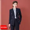 Traje Negro Profesional Set para Mujer Otoño Invierno Estudiante Universitario Entrevista Traje Profesional Examen de Funcionario Ropa de Trabajo Traje de Doble Botonadura