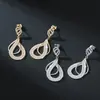 Pendientes de Moissanita Calados con Forma de Gota de Agua Exagerados Diseño Europeo y Americano Largos Pendientes de Diamante de Plata de Ley S925 Pendientes