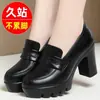 Zapatos para Mamá de Mediana Edad 2026 Otoño Zapatos para Mujer Boca Profunda Zapatos de Piel Piel Suave Suela Gruesa Punta Redonda Zapatos de Salón Tacones Altos