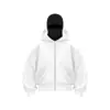 Nuevo cárdigan transfronterizo, sudadera con capucha doble y máscara con cremallera, diseño liso DIY, sudadera con capucha unisex de otoño e invierno para pareja, con cremallera para hombre