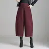 Pantalones Casuales Jacquard Retro para Mujer, Nuevo Estilo Otoño 2026, Cintura Alta, Adelgazantes, Sueltos, Pierna Ancha, Pantalones Harem Cortos