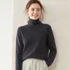 Suéter Básico de Tricô de Caxemira Versátil da Moda para Mulheres, Manga Longa, Gola Larga, Confortável, Macio, Amigo da Pele, Camada Interna, Quente