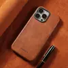 Funda con Textura de Cuero para Negocios iPhone16Promax Funda para Teléfono Móvil Apple 15 Lente de Aleación 14 Succión Magnética 13 Protección Anti-Caída