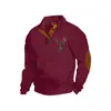 Amazon Best-Selling Transfronterizo Otoño e Invierno Talla Europea Hombre Casual al Aire Libre Cuello Alto Imitación Manga Larga Estampado Sudadera con Tres Botones