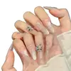 Rikaman Original [Ruby Cristal Macio] Gradiente Rosa Nude Decoração com Diamante de Cristal Unhas Vestíveis Feitas à Mão Manicure de Luxo Leve High-End