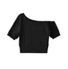 Conjunto de Top Slim Fit + Calça Flare Fina Estilo Hot Girl, Camiseta de Manga Curta com Um Ombro Só para Mulheres, Novo Estilo Americano Verão 2026
