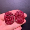 Lótus da Prosperidade Dupla Face com Peixes Abundantes Areia Dourada Roxa de Minério Cru de Alto Teor Pingente dos Doze Signos do Zodíaco Ornamento Pendente de Cinábrio Vermelho