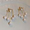 Brincos de borla de zircão com pérolas microincrustadas em estilo coreano simples, design de nicho elegante e moderno para mulheres, brincos de alta qualidade