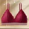 Conjunto de Sutiã de Renda Confortável Estilo Desejo Puro Roupa Íntima Sexy Ultra-Fina Sem Alças para Mulheres Sem Aro Sutiã Push-Up de Verão