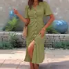 2026 Nuevo Verano Transfronterizo Estilo Europeo y Americano Moda Callejera para Mujer Vestido de Ajuste Delgado con Escote en V y Falda Irregular