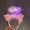 Nueva Diadema Alargada de 14 Orejas de Conejo de Plumas Luminosas para Mercado Nocturno, Concierto Escénico, Sombrero Luminoso, Caliente al por Mayor