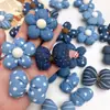 Laço Azul Denim Algodão Preenchido Feito à Mão Material DIY Decoração de Roupas de Bebê Bolsa Acessórios Capa de Celular Joias