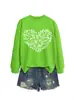 Amazon eBay Tienda Independiente Moda Casual para Mujer Sudadera con Cuello Redondo y Mangas Largas con Forma de Corazón de Calabaza y Hoja Otoño Invierno para Comercio Exterior
