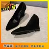 Sapatos Femininos de Boca Rasa Tamanho Grande Fivela Elegante com Strass Salto Alto 2026 Novo Versátil Bico Fino para Trabalho Sapatos de Salto Plataforma