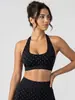 Novo conjunto de roupa esportiva para yoga feminino da Amazon com top esportivo de gola halter com bolinhas e costas abertas e calça fitness