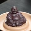 Mascota de té de arena púrpura de Yixing, Buda Maitreya, pequeños adornos, figura de monje, bolsa de tela, escultura de Buda, artesanía, juego de té Sakyamuni