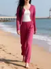 Moda Casual de Primavera 2026 para Mujer Conjunto de Color Sólido Chaqueta Cardigan Versátil Pantalones Rectos Conjunto de Dos Piezas