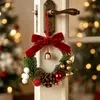 Adornos de Campanillas Pequeñas de Navidad, Decoración de Escena de Piña de Árbol de Navidad con Lazo de Terciopelo, Suministros Decorativos Pequeños Colgantes
