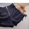 Shorts Negros con Cordón para Mujer 2024 Primavera y Verano Nuevo Talla Grande Pantalones de Pierna Ancha para Mujer Pantalones Línea A de Cintura Alta Pantalones Cortos Versátiles