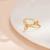Anel Minimalista de Aço Titânio Multi-Elementos Cravejado de Diamantes para Mulheres, Anel Aberto Ajustável de Aço Inoxidável, Design Geométrico Atacado