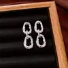 Pendientes de Puntada Ovalada Plisada Aguja de Plata, Pendientes de Diseño Estilo Retro, Modernos y Versátiles, Pendientes Exquisitos