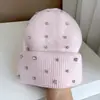 Chapéu de Tricô Fashion com Strass para Indústria Pesada Sense Avançado Feminino Outono e Inverno Novo Bonito Versátil Chapéu de Lã Chapéu Quente com Proteção para Orelhas Tendência