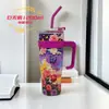Copo térmico de grande capacidade para mulheres, aço inoxidável, design estiloso, tamanho extragrande, portátil, com canudo, adequado para uso no carro