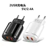 Cargador de Teléfono Móvil de Carga Rápida de Doble Puerto 5V/2.4A Qualcomm 3.0 Carga Directa Cabezal de Carga Multi-Puerto USB Estándar Europeo Qc2.0