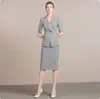 Moda Verão Simples Conjunto de Terno Cinza de Manga Curta Emagrecedor Valoriza o Temperamento Gerente Senso de Alto Nível Roupas Formais Roupas de Trabalho