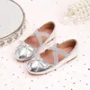 Novos Sapatos de Salto Baixo Estilo Ballet com Tiras Cruzadas Estilo Francês, Sapatos de Princesa Elegantes e Versáteis, Sapatos de Couro Infantis com Laço