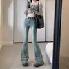 Jeans acampanados de dobladillo deshilachado retro para mujer, nuevos para la primavera de 2026, de cintura alta, corte ajustado, acampanados, hasta el suelo, estilo coreano
