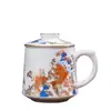 Taza de cerámica de tres piezas de Jingdezhen con asa filtro Wenchuang taza de separación de agua y té taza de regalo logotipo de la taza