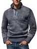 Otoño Invierno Nuevo Suéter con Cremallera de Cuello Medio Alto para Hombre Pulóver Engrosado con Felpa Interior Moda Casual Prenda Básica de Punto