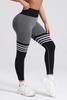 Calças de Yoga Listradas com Cintura V Traseira Calças Justas para Esportes ao Ar Livre Roupas de Yoga Femininas de Cintura Alta para Levantar o Quadril Calças de Fitness para Corrida de Secagem Rápida