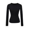 Top de Manga Larga con Cuello Redondo Estilo Europeo y Americano para Mujer, Otoño Nuevo Ajustado Alta Elasticidad Camiseta Básica
