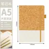 Comércio Exterior Transfronteiriço Caderno A5 com Elástico Splicing de Cortiça Escritório Negócios Proteção Ambiental Grão de Madeira Caderno Diário Personalizado Atacado